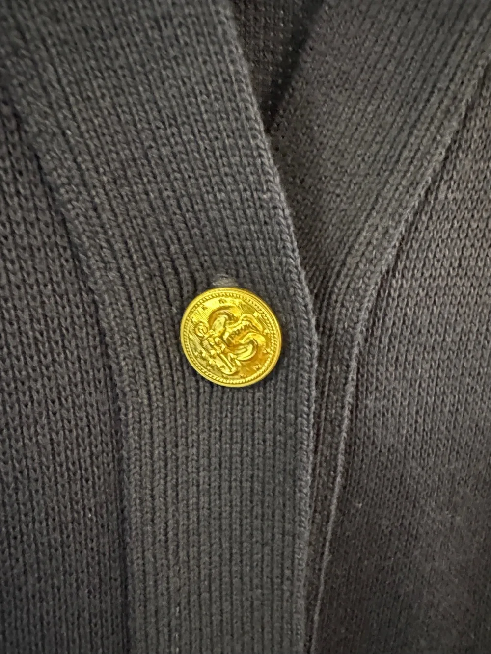 Vintage Bay Point Thread Navy Nautical Cardigan Gold Buttons Stars XL USA